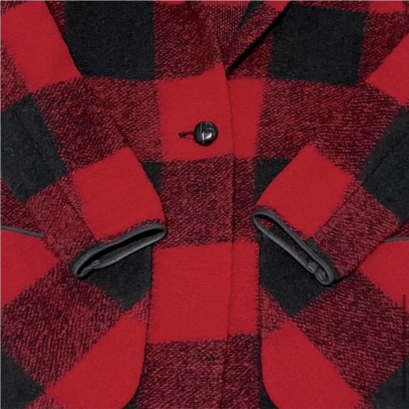 Aritzia Wilfred Free Off-Duty Buffalo Plaid Wool Jacket in Red / Black sz XSmall - Picture 10 of 16
